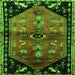 Round Machine Washable Animal Green Traditional Area Rugs, wshtr1905grn