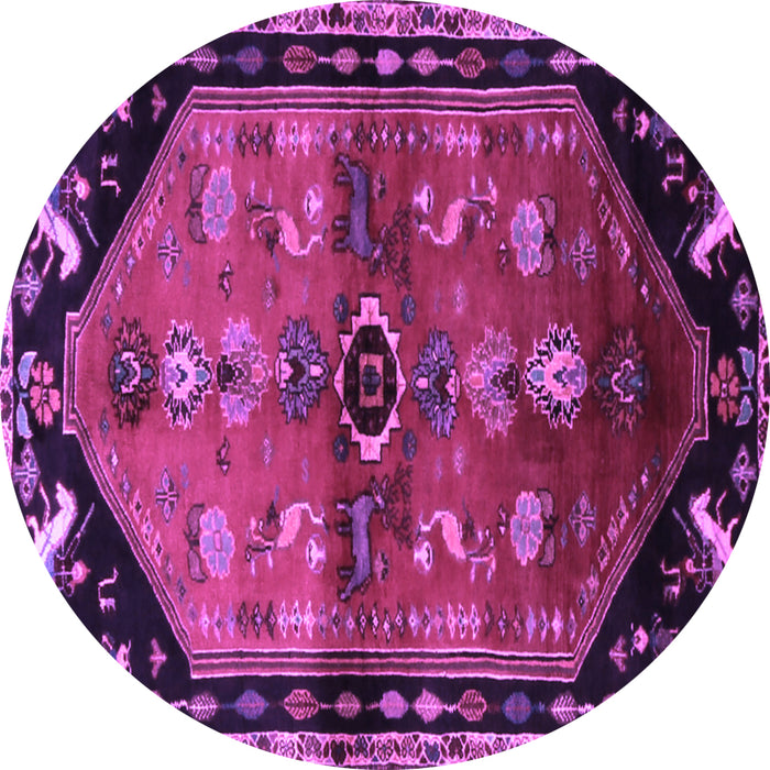 Round Machine Washable Animal Purple Traditional Area Rugs, wshtr1905pur