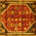 Square Machine Washable Persian Yellow Traditional Rug, wshtr1906yw