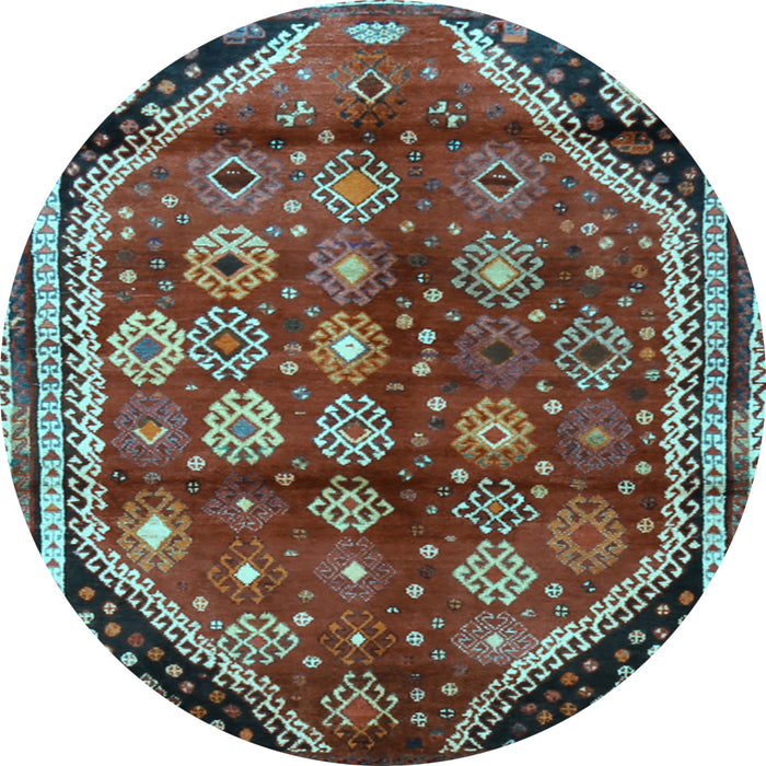 Round Machine Washable Persian Light Blue Traditional Rug, wshtr1906lblu