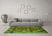 Machine Washable Persian Green Traditional Area Rugs in a Living Room,, wshtr1906grn