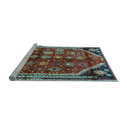 Sideview of Machine Washable Persian Light Blue Traditional Rug, wshtr1906lblu