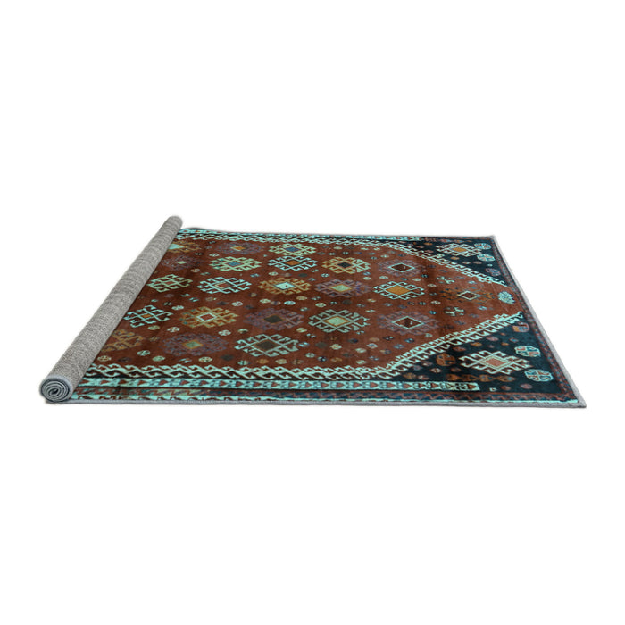 Sideview of Machine Washable Persian Light Blue Traditional Rug, wshtr1906lblu