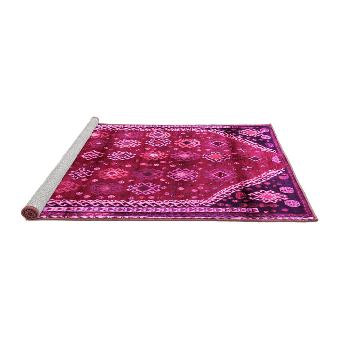 Sideview of Machine Washable Persian Pink Traditional Rug, wshtr1906pnk