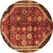 Round Machine Washable Persian Brown Traditional Rug, wshtr1906brn