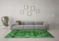 Machine Washable Persian Emerald Green Traditional Rug, wshtr1906emgrn