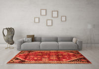 Machine Washable Persian Orange Traditional Rug, wshtr1906org