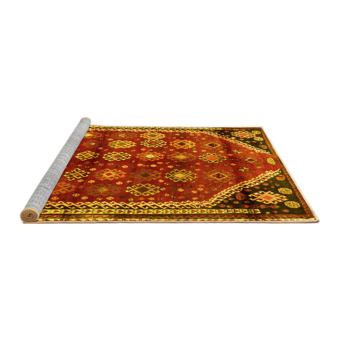 Sideview of Machine Washable Persian Yellow Traditional Rug, wshtr1906yw