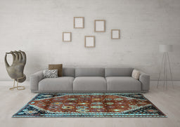 Machine Washable Persian Light Blue Traditional Rug in a Living Room, wshtr1906lblu