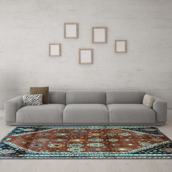 Machine Washable Persian Light Blue Traditional Rug in a Living Room, wshtr1906lblu