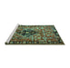 Sideview of Machine Washable Persian Turquoise Traditional Area Rugs, wshtr1907turq