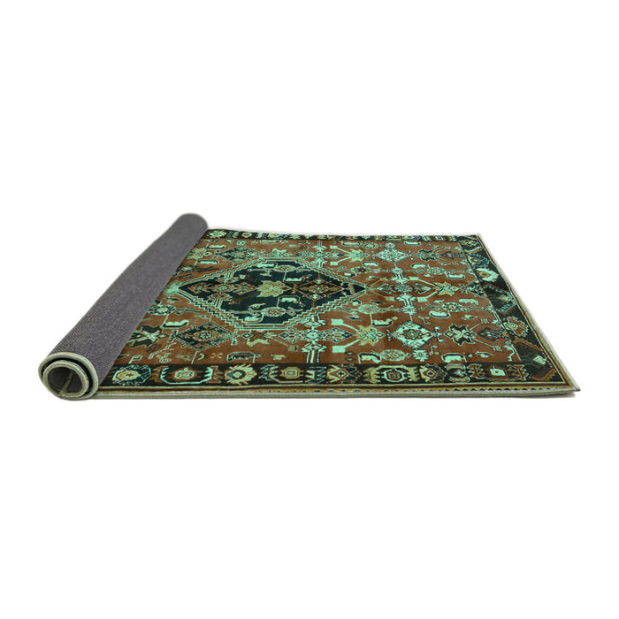 Sideview of Persian Turquoise Traditional Rug, tr1907turq
