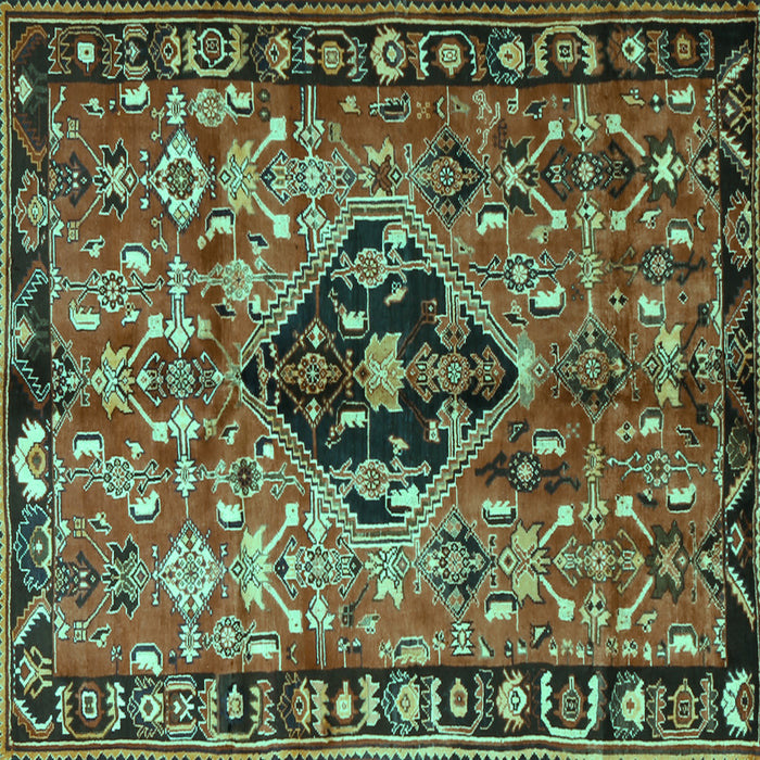 Square Persian Turquoise Traditional Rug, tr1907turq