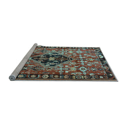 Sideview of Machine Washable Persian Light Blue Traditional Rug, wshtr1907lblu