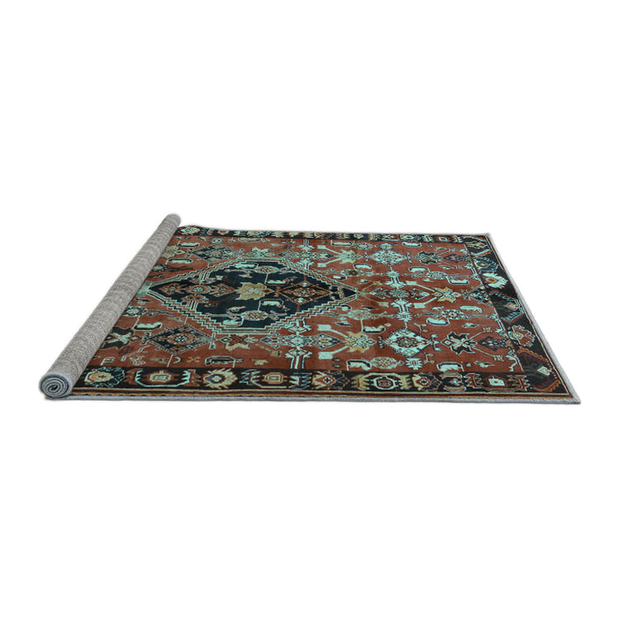 Sideview of Machine Washable Persian Light Blue Traditional Rug, wshtr1907lblu