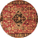 Round Machine Washable Persian Brown Traditional Rug, wshtr1907brn