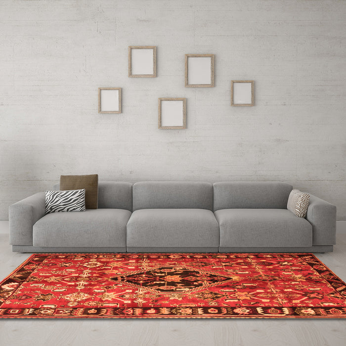 Machine Washable Persian Orange Traditional Area Rugs in a Living Room, wshtr1907org
