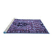 Sideview of Machine Washable Persian Blue Traditional Rug, wshtr1907blu