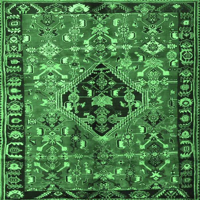 Square Persian Emerald Green Traditional Rug, tr1907emgrn