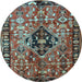 Round Machine Washable Persian Light Blue Traditional Rug, wshtr1907lblu