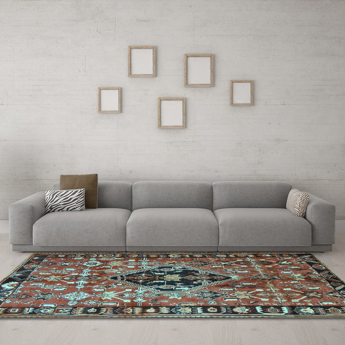 Machine Washable Persian Light Blue Traditional Rug in a Living Room, wshtr1907lblu