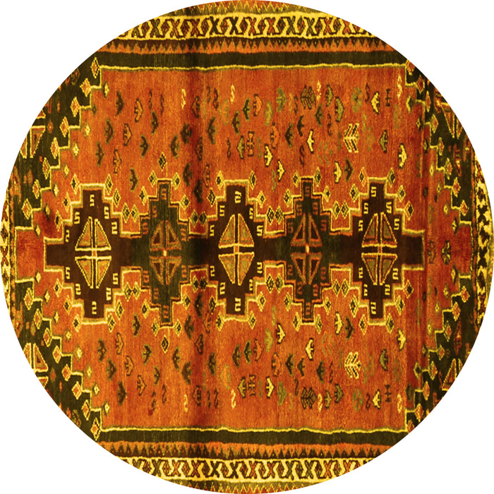 Round Persian Yellow Traditional Rug, tr1908yw