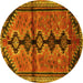 Round Persian Yellow Traditional Rug, tr1908yw