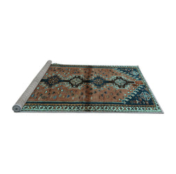 Sideview of Machine Washable Persian Light Blue Traditional Rug, wshtr1908lblu