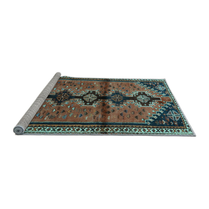 Sideview of Machine Washable Persian Light Blue Traditional Rug, wshtr1908lblu