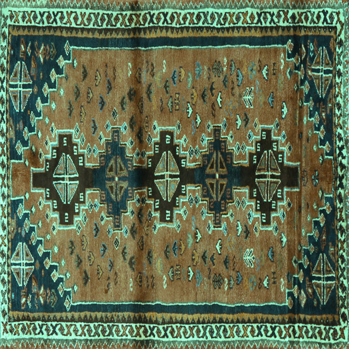 Square Persian Turquoise Traditional Rug, tr1908turq