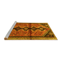 Sideview of Machine Washable Persian Yellow Traditional Rug, wshtr1908yw