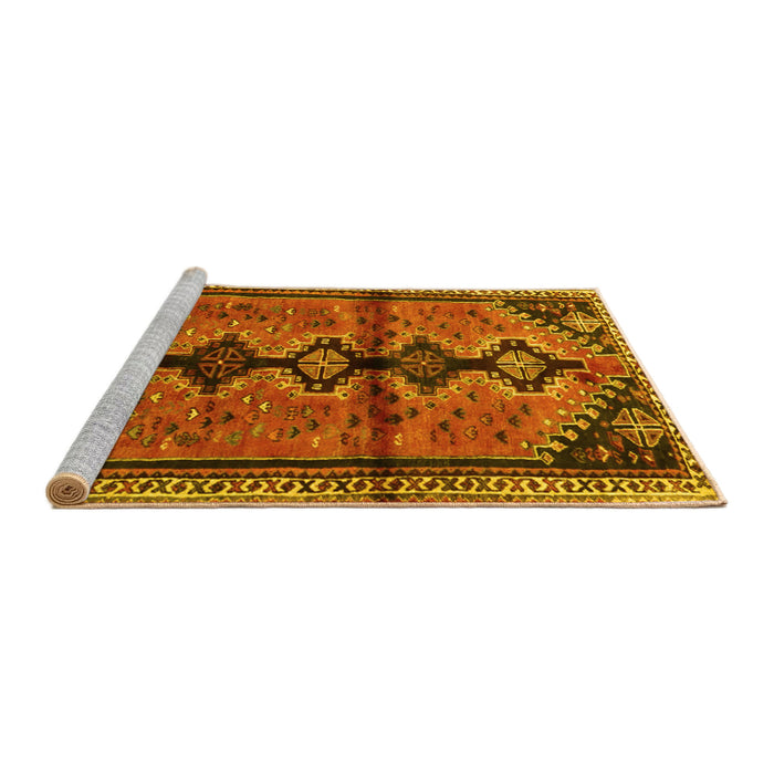 Sideview of Machine Washable Persian Yellow Traditional Rug, wshtr1908yw