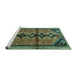 Sideview of Machine Washable Persian Turquoise Traditional Area Rugs, wshtr1908turq