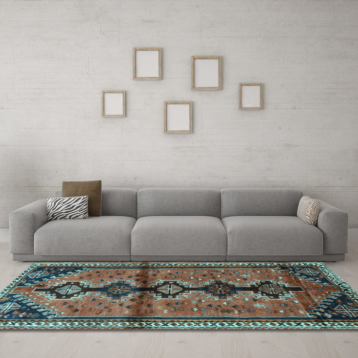 Machine Washable Persian Light Blue Traditional Rug in a Living Room, wshtr1908lblu
