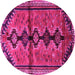 Round Machine Washable Persian Pink Traditional Rug, wshtr1908pnk