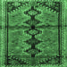 Square Machine Washable Persian Emerald Green Traditional Area Rugs, wshtr1908emgrn