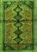 Serging Thickness of Machine Washable Persian Green Traditional Area Rugs, wshtr1908grn