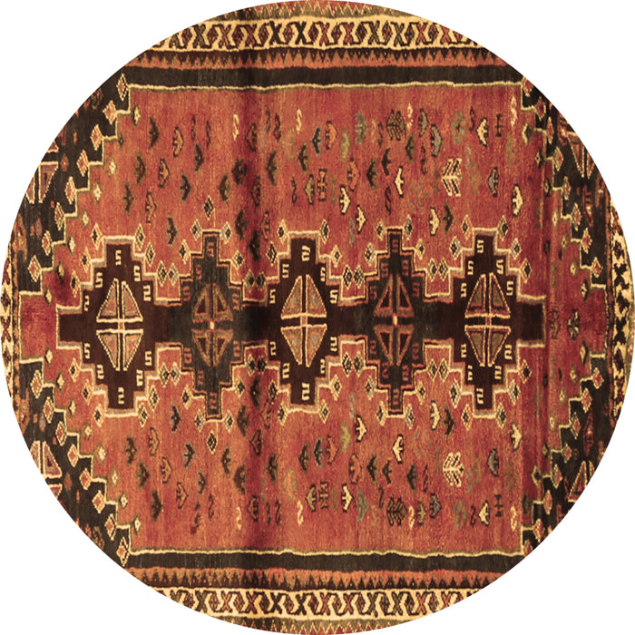 Round Persian Brown Traditional Rug, tr1908brn
