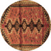 Round Persian Brown Traditional Rug, tr1908brn