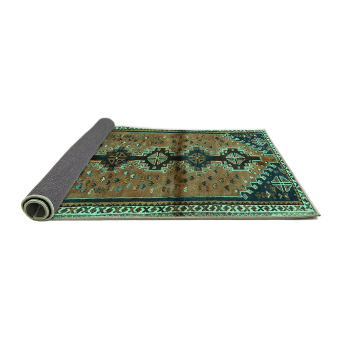 Sideview of Persian Turquoise Traditional Rug, tr1908turq