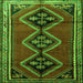 Round Machine Washable Persian Green Traditional Area Rugs, wshtr1909grn