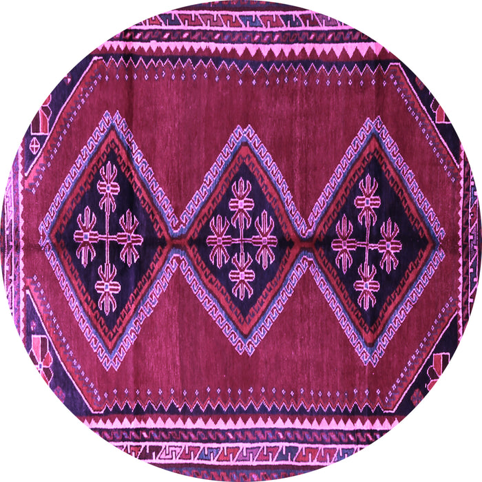 Round Persian Purple Traditional Rug, tr1909pur