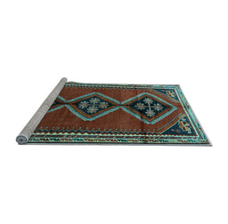Sideview of Machine Washable Persian Light Blue Traditional Rug, wshtr1909lblu
