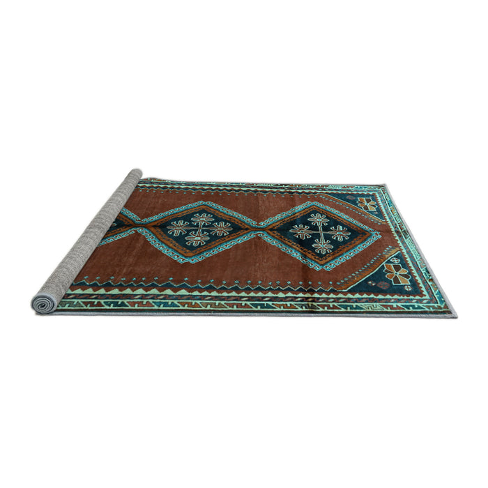 Sideview of Machine Washable Persian Light Blue Traditional Rug, wshtr1909lblu