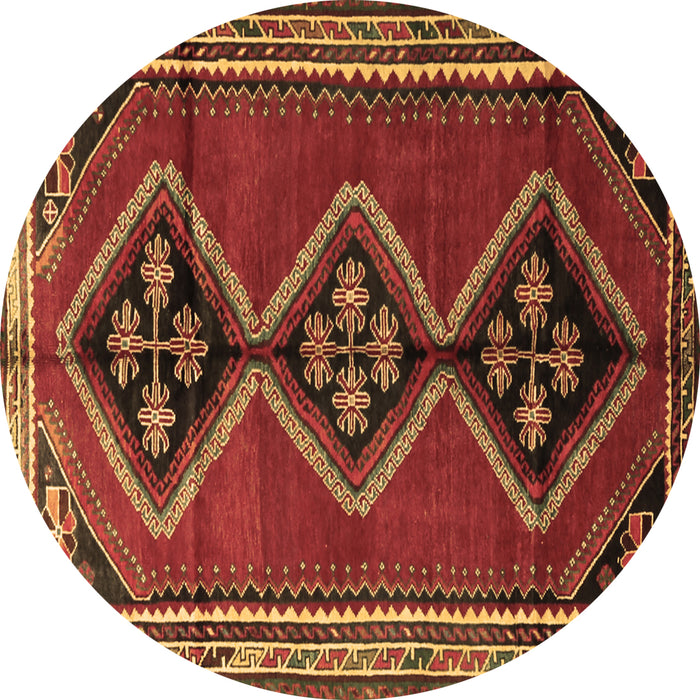 Round Persian Brown Traditional Rug, tr1909brn