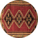 Round Persian Brown Traditional Rug, tr1909brn