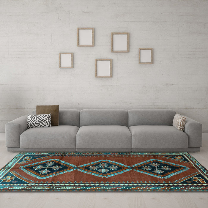 Machine Washable Persian Light Blue Traditional Rug in a Living Room, wshtr1909lblu