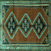 Square Machine Washable Persian Turquoise Traditional Area Rugs, wshtr1909turq