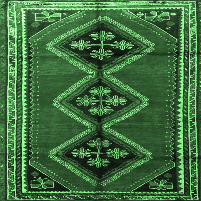 Square Persian Emerald Green Traditional Rug, tr1909emgrn