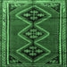 Square Machine Washable Persian Emerald Green Traditional Area Rugs, wshtr1909emgrn